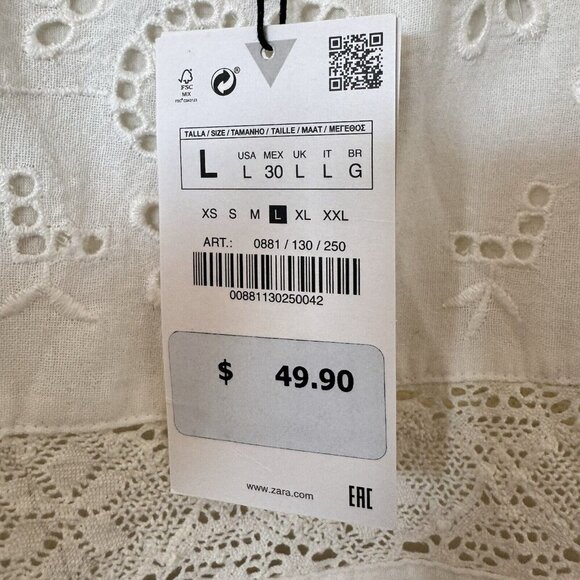 NWT ZARA Women Size M Medium Embroidered Dress 0881/130 White New - Picture 11 of 14